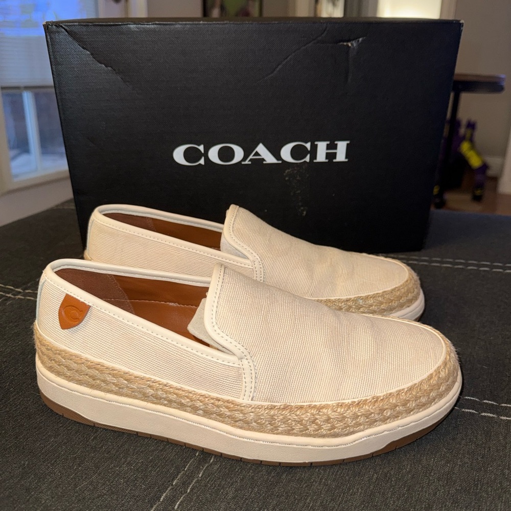 Coach Cream Slip-On Espadrille Shoes